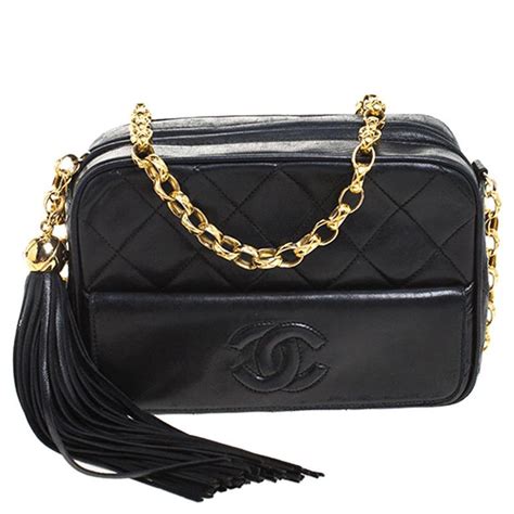 chanel tassel camera bag|CHANEL Black Quilted Camera Bag W. Tassel c. 1990 .